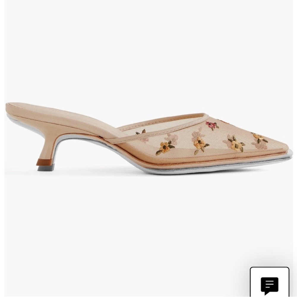 NWOB Reformation NUDE EMBROIDERED MESH MULE Size 8 - Picture 5 of 10